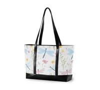 KLL Acquerello Libellula Fiori Colore Morbido di classe borsa del computer portatile 14 con cerniera computer tote borse per le donne Grande Borsa per la scuola con cartera para laptop de mujer