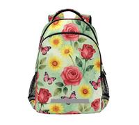 KLL Acquerello Red Rose Farfalla Floreale zaino per ragazze bambini per la scuola con cinturino toracico bookbag studente mochilas para ni as de 10 a os