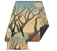 KLL Alberi nudi Illustrazione Arte Impermeabile Beach Mat Carino Camping Party Picnic Accessori All'aperto per Terra Primavera Regali manta para picnic extra