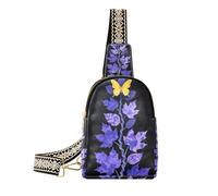 KLL Alla moda blu-viola Maple Leaf Vines Yellow Butterfly body fanny pack moda crossover borse per le donne per il pacchetto di giorno