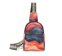 KLL Alla moda Royal Blue e Red Wave Astratto Art Style impermeabile borsa a tracolla moda piccoli pacchetti di fanny per il viaggio