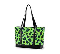 KLL Animal Leopard Fur Print Lawn Green Black Large Capacity 14 pollici laptop tote con cerniera strutturato tote Grande borsa per le donne lavoro con pranzo maletin ejecutivo para mujer