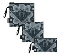 KLL Animal Manta Ray Bianco Blu 3 Pezzi Sacchetti Snack Riutilizzabili e Sandwich Borse Impermeabile Emergenza Food Bag per Donne Ragazze Viaggio