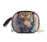 KLL Animal Tigers Breaking Through The Wall Black Crossbody Borse Donna Impermeabile con Cinghia Regolabile Borse Per Escursioni Viaggi