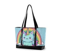 KLL Animale Gatti unicorni Arcobaleno essenziale tote bag con il computer portatile con cerniera borsa da viaggio del computer portatile Grande Borsa per la mamma con pannolino bolso de trabajo para