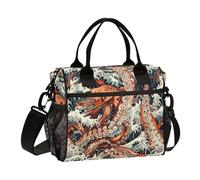 KLL Animale mare Mostro Tempesta Onda e Nave Regolabile Borse Pranzo per gli Uomini con Tracolla Tote Bag per le Donne per il Campeggio loncheras para Mujer