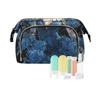 KLL Anime Beauty Blue Rose Dark Gothic Cosmetici Bag Essentials Make Up Borse Cosmetici Borse per Borsa per Organizer da Viaggio