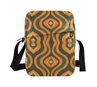 KLL Arancione Verde Forma Astratta mens messenger bag Vegan Leather mens borse a tracolla crossbody Viaggio Donna Borsa Tracolla