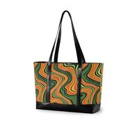 KLL Arancione Verde Linee Ondulate Astratte borse moderne per le donne professionali con cerniera grande tote Grande Borsa per l'università con pranzo bolsas para computadoras de mujer