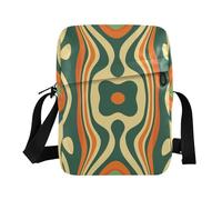 KLL Arancione Verde Modello Astratto Linee Messenger bag carino Vegan Leather mens borse a tracolla crossbody Casual Borsa Per Viaggio