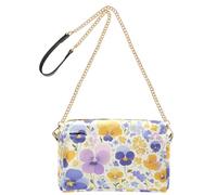 KLL Arancione Viola Viole Del Pensiero Fiori Moda Crossbody Borse Per Le Donne In Pelle Vegana Delle Donne Crossbody Borse Zip Signore Borse A Tracolla