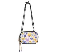 KLL Arancione Viola Viole Del Pensiero Fiori Nero Crossbody Borse per le Donne Comfort con Cinghia Regolabile Borse A Tracolla Da Donna Per Escursioni Viaggi