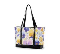 KLL Arancione Viola Viole Del Pensiero Fiori semplice tote bag con scomparti con cerniera lavoro tote Grande Borsa per le donne lavoro con tablet estuche para laptop 14 pulgadas
