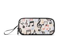 KLL Arredamento Moderno Cartoon Musica Simbolo Nylon Cerniera Matita Sacchetto di Grande Capacità Astucci per la Scuola Cancelleria per le Donne del Liceo