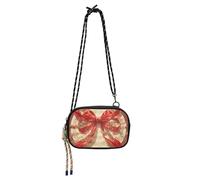 KLL Art Deco Style Red Bow spartiti musica piccola borsa a tracolla uomo bellezza con cinturino regolabile nylon piccola borsa a tracolla telefono Take a walk