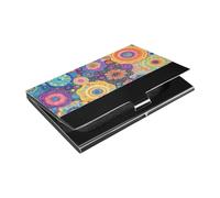 KLL Art Flower Colorfu Slim Porta Biglietti Da Visita Organizer con Pelle & Cassa di Carta in Acciaio Inox per Donne o Uomini estuche para tarjetas