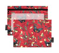 KLL Art Iris, astuccio rosso per matite, per anelli, raccoglitori, con cerniera, per forniture scolastiche