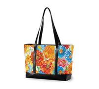 KLL Artista Fiore Arcobaleni Marigold Grande Capacità borsa del computer portatile 14 con cerniera borsa da lavoro con il computer portatile Grande Borsa per il lavoro con bolsos para mujeres
