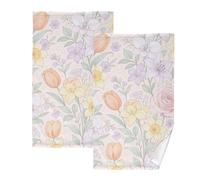 KLL Asciugamani colorati in microfibra con motivo floreale pastello per asciugamani assorbenti da bagno per asciugamani da bagno per le donne asciugamano per la pulizia del viso stracci in cotone set
