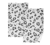 KLL Asciugamano con stampa leopardata in microfibra asciugamani pasquali per cucina bagno asciugamano viso asciugamano per donna panno di pulizia in cotone set di 2, dimensioni 40,6 x 71,1 cm