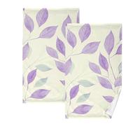 KLL Asciugamano in microfibra con foglie viola per asciugamani da bagno per bagno inverno viso asciugamani palestra asciugamano viso asciugamani in cotone set di 2, dimensioni 40,6 x 71,1 cm