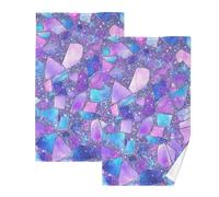 KLL Asciugamano in microfibra con pietre di marmo viola blu asciugamani in microfibra washclothe asciugamano viso asciugamani in cotone per bagno set di 2, dimensioni 40,6 x 71,1 cm