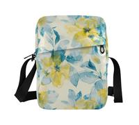 KLL Astratto Acquerello Fiore Giallo Limone Blu Chiaro Messenger Borse In Pelle Vegana Piccole Borse A Tracolla Per Le Donne Viaggio Signora Borse A Tracolla