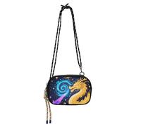 KLL Astratto Cielo Notturno Stella Giallo Drago Ovest Crossbody Borsa per Uomo Pratica con Tracolla Regolabile Sopra La Borsa A Tracolla Go Shopping