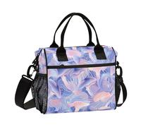KLL Astratto Funghi Illustrazione Digitale Blu Rosa Bianco Lunch Bag Tote Bag con Tracolla Grande Borsa Pranzo per le Donne per la Scuola Bolsa para lonchera de Mujer