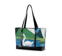 KLL Astratto Geometico Bianco Cigno Verde moda laptop tote bag per le donne con cerniera viaggio tote bag per il lavoro con bulto para laptop