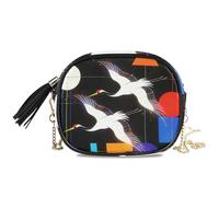 KLL Astratto Gru Corona Rossa Colorato Forme Astratte Borsa a Tracolla Nera Uomini Pratica con Tracolla Regolabile Piccole Borse Vai a fare shopping