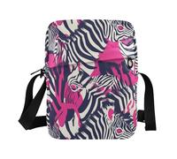 KLL Astratto Zebre Stampa Modello Nero Hot Pink Messenger Borse per le donne Borse A Tracolla In Pelle Vegana Per Le Donne Casual A Spalla Borse A Mano
