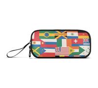 KLL Astucci colorati in nylon con bandiera nazionale dei cartoni animati per studenti universitari astuccio grande capacità con scomparti borsa cancelleria per liceo donna