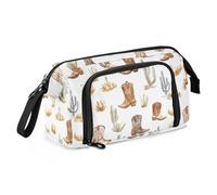 KLL astucci di grande capacità astuccio portamatite con scomparto astucci per adolescenti per ragazzi scuola media cowboy occidentale boho cactus stivali West Ranch