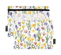 KLL Astucci per matite a 3 anelli, con fiori primaverili e iris e narcisi, con tre anelli, per bambini