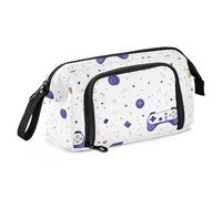 KLL astucci per matite Borsa portaoggetti di grande capacità Astuccio leggero con cerniera per ragazzi Forniture scolastiche Preppy Video Game Gamepad Viola