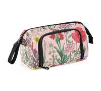 KLL astucci per matite Custodia di grande capacità Portamatite con manico Astucci per adolescenti per adolescenti Forniture scolastiche preppy Fiori Narcisi Piante grasse Rosa