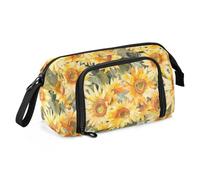KLL Astucci per matite di grande capacità, astuccio con cerniera, astuccio per bambini per adulti, forniture per le scuole superiori, bellezza girasole neutro