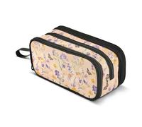 KLL astucci per matite di grande capacità carino astuccio con slot case con portamatite per adolescenti college fiori lavanda viola del pensiero farfalle api pesca