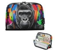 KLL Astucci per matite di grande capacità portapenne organizer multi-slot portapenne per uomo materiale scolastico preppy colorato musicista Gorilla