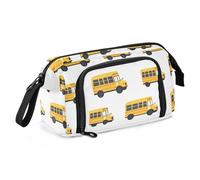 KLL astucci per matite Grande Capacità Box Organizer Forniture scolastiche portatili per ragazze adolescenti per Preppy College School Bus Bianco
