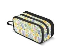 KLL astucci per matite Grande Capacità Preppy Astuccio Portatile Hard Shell Matita per Infermiera Preppy Scuola Estate Fiori Narciso Delphinium Girasole bianco