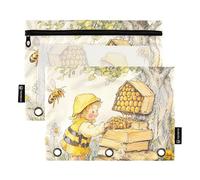 KLL Astucci trasparenti per matite a 3 anelli, impermeabili, per ufficio, casa, viaggi, biglietti