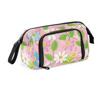 KLL Astuccio colorato con fiori verde pesca grande capacità ragazza matita caso con cerniera per infermiere forniture scuola superiore