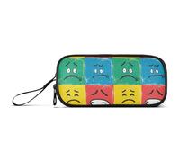 KLL Astuccio colorato in nylon con icone del viso in stile pop art per ragazze adolescenti astuccio grande capacità per ragazze cancelleria organizzatore per la scuola media adulti
