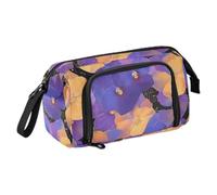 KLL Astuccio con fiori arancioni viola del pensiero del pensiero organizer grande capacità astuccio cosmetici trucco con slot per adulti scuola media