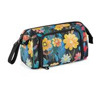 KLL Astuccio con fiori vivaci, grande capacità, con fessura per ragazze e ragazze