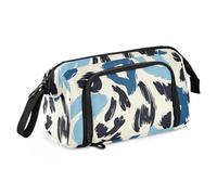 KLL Astuccio con stampa leopardata blu, grande capacità, con scomparto con cerniera, per infermiere e rientro a scuola