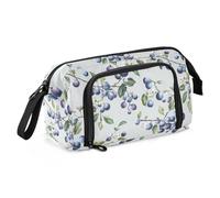 KLL Astuccio di grande capacità con cerniera, astuccio con cerniera, con scomparti, per ragazzi, viaggi, dolci, frutti di bosco, frutti di bosco, grigio