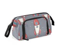 KLL Astuccio di grande capacità per matite con manico astuccio per adolescenti per ragazze preppy scuola cartoni animati spaziali ROCKETS grigio